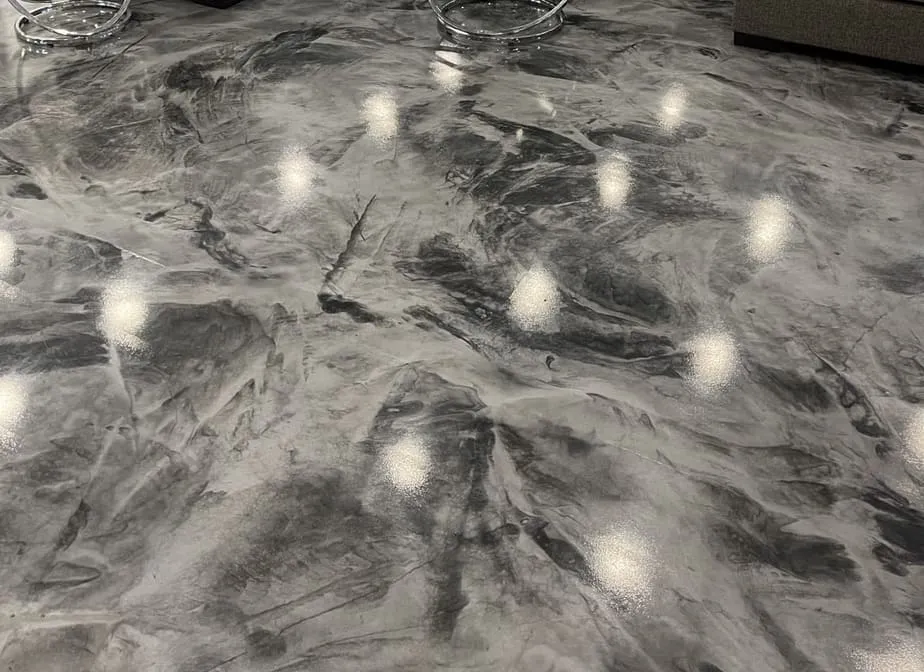 High-gloss storm-marble metallic epoxy floor by Epoxy Dept