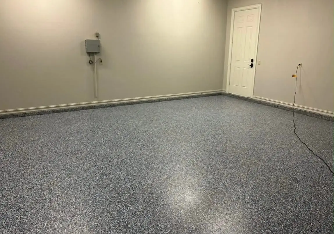 Flake epoxy garage floor finished by Epoxy Dept